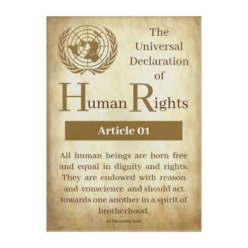 Universal Declaration of Human Rights Article 01 Acrylic Print