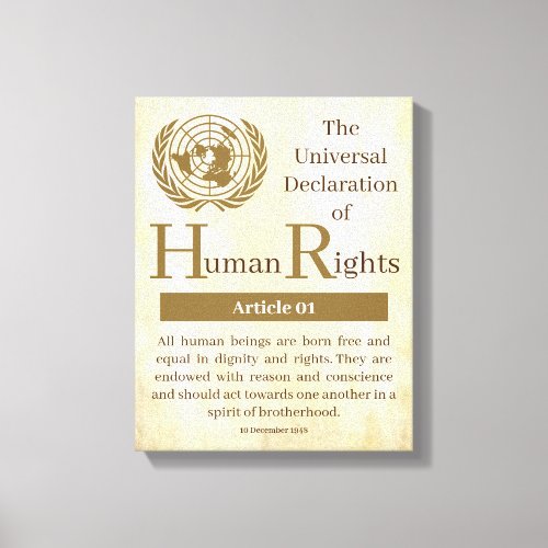 Universal Declaration of Human Rights Article 01 Canvas Print