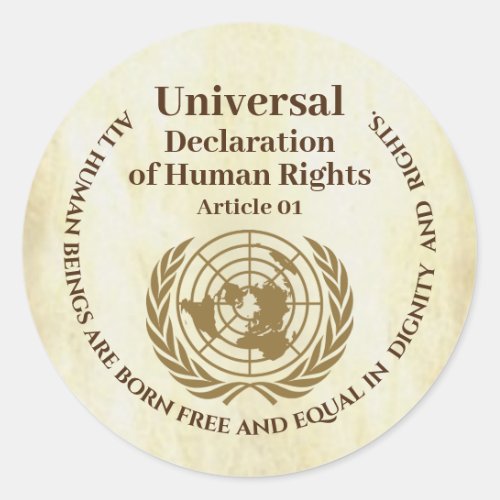 Universal Declaration of Human Rights Article 01 Classic Round Sticker