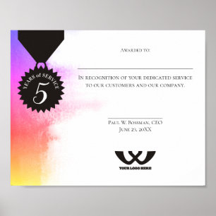 Universal employee anniversary award certificate poster