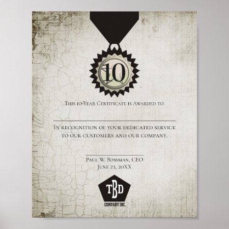 Universal Employee Anniversary Award Certificate Poster