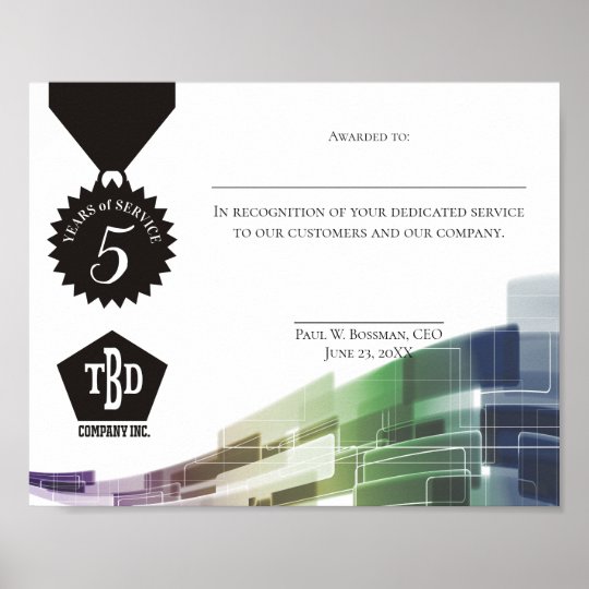 Universal employee anniversary award certificate poster | Zazzle.com