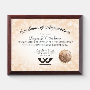 Universal employee milestone achievement award plaque