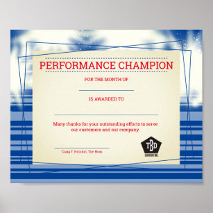 Universal employee recognition award certificate poster