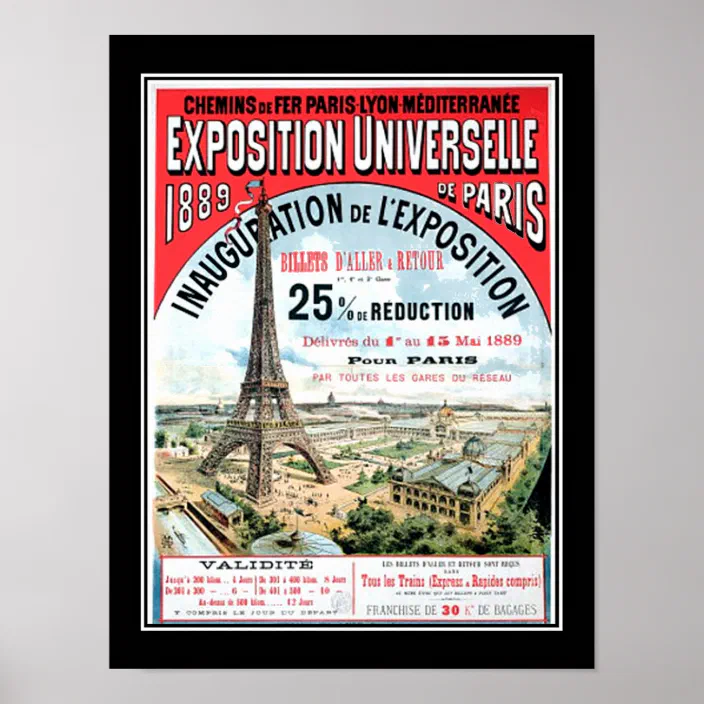 Fabulous Poster Affiche Exposition Universelle 1889 Paris Affiche Tour Eiffel Vintage 