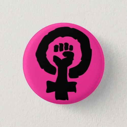 Universal Female symbol Solidarity hand Hot Pink Pinback Button