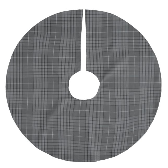 Universal Gray Granite Tartan Plaid Brushed Polyester Tree Skirt (Front)