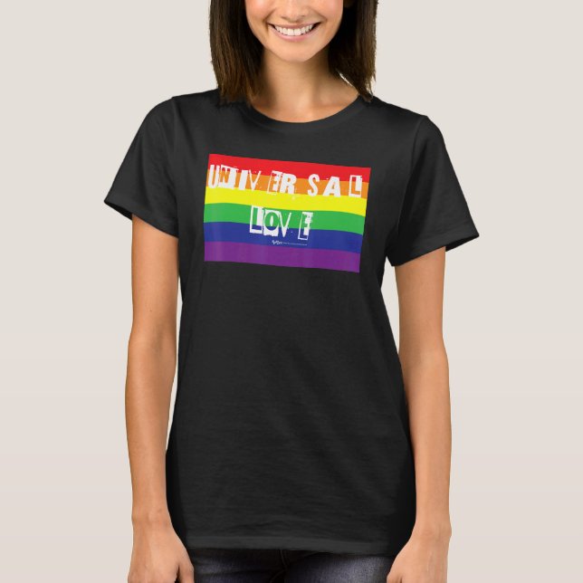 Universal Love Gay Pride Rainbow Word Design T-Shirt (Front)