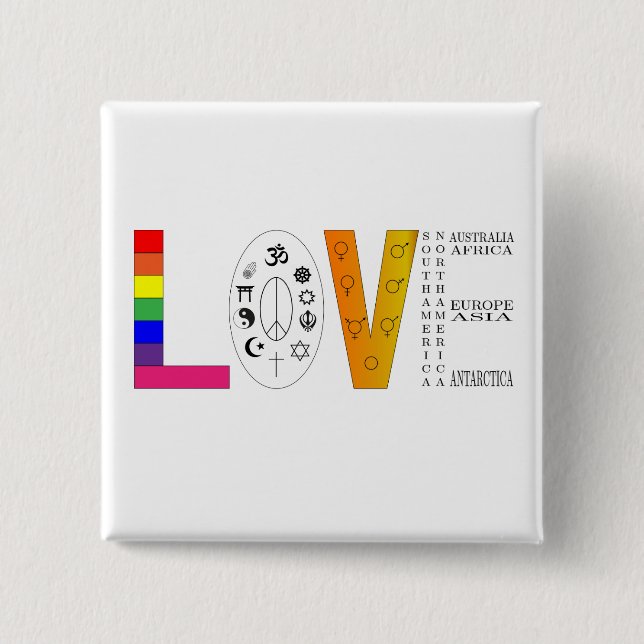 Universal Love Pinback Button (Front)