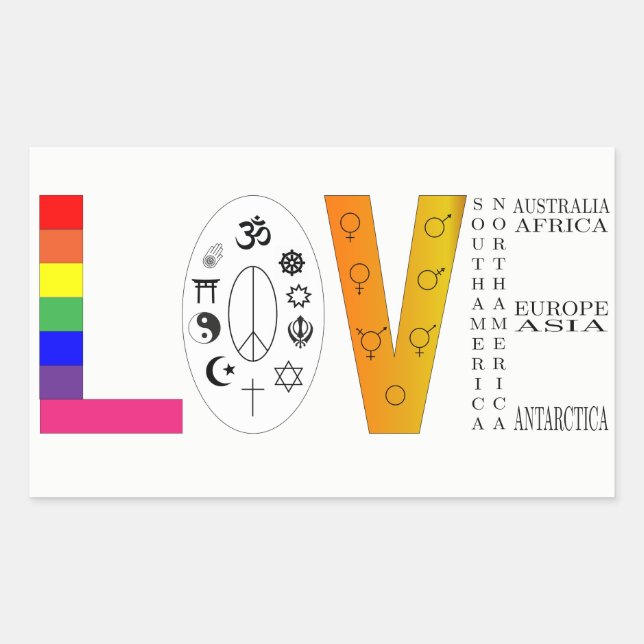Universal Love Rectangular Sticker (Front)