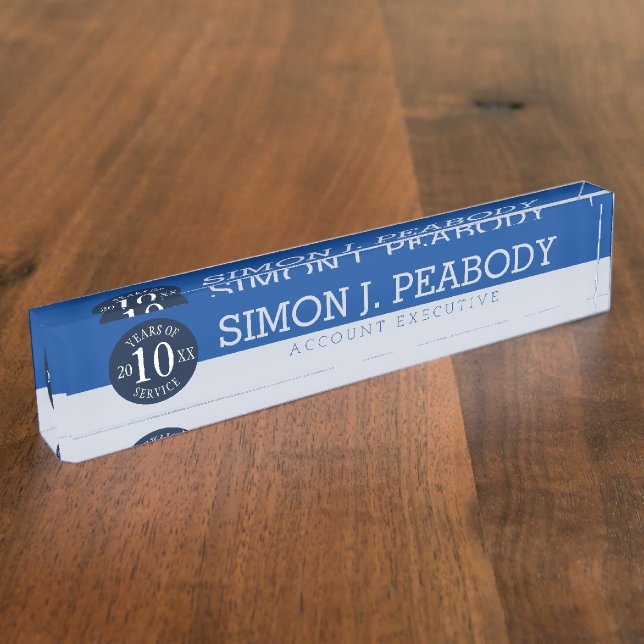 Universal milestone year employee desk nameplate (Side)