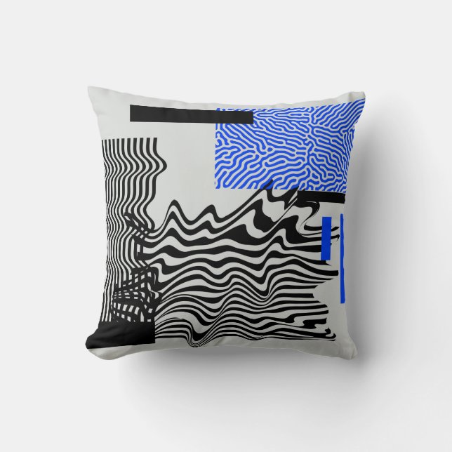 Universal Modern Geometric Shapes Set. Chaotic Gli Throw Pillow (Front)