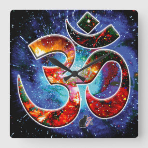 Universal OM Asana Square Wall Clock