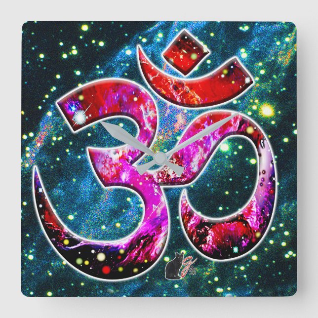 Universal OM Bodhi Square Wall Clock (Front)