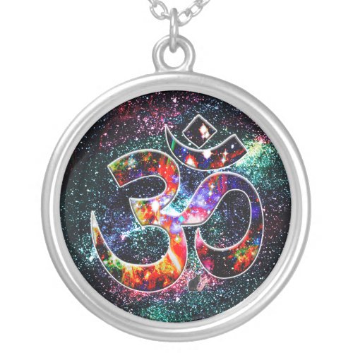 Universal OM Karma Silver Plated Necklace