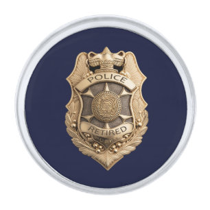 Universal Retired Law Enforcement Police Officer Silver Finish Lapel Pin
