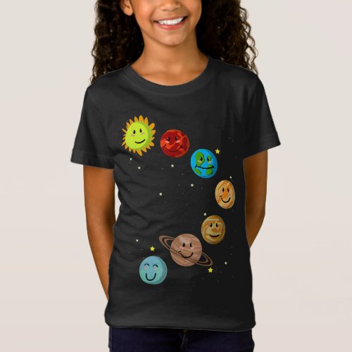 Universe Astronomy Cute Planets Outer Space Kids S T_Shirt