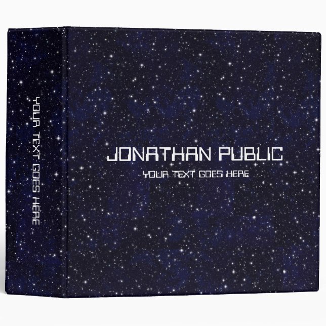 Universe Black Elegant Science Deep Space Stars 3 Ring Binder (Front/Spine)