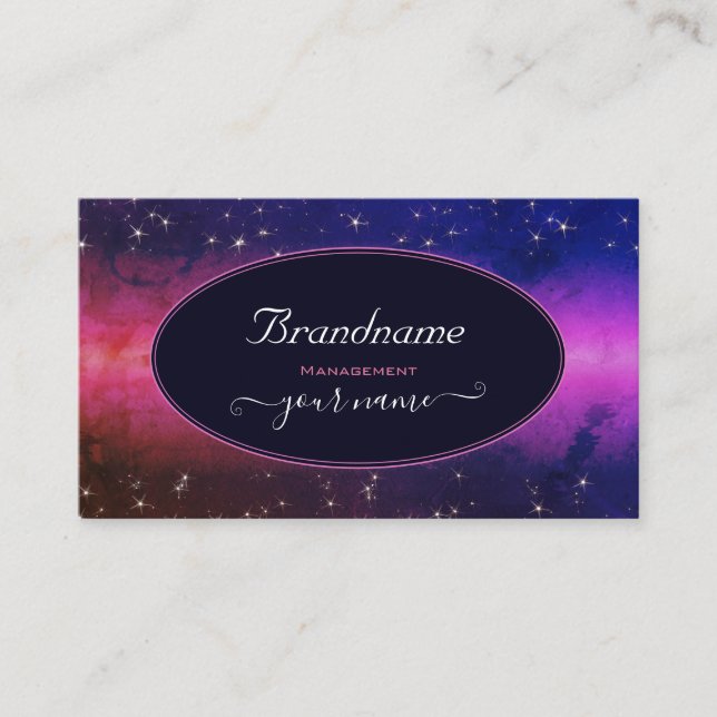 Universe Colorful Galaxy Glitter Stars Night Sky Business Card (Front)