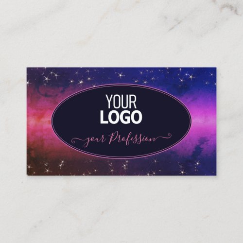 Universe Colorful Galaxy Glitter Stars with Logo Business Card