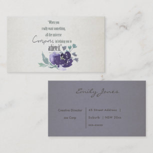 UNIVERSE CONSPIRES YOU TO ACHIEVE INK BLUE FLORAL BUSINESS CARD