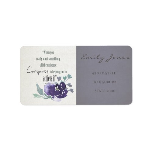 UNIVERSE CONSPIRES YOU TO ACHIEVE INK BLUE FLORAL LABEL