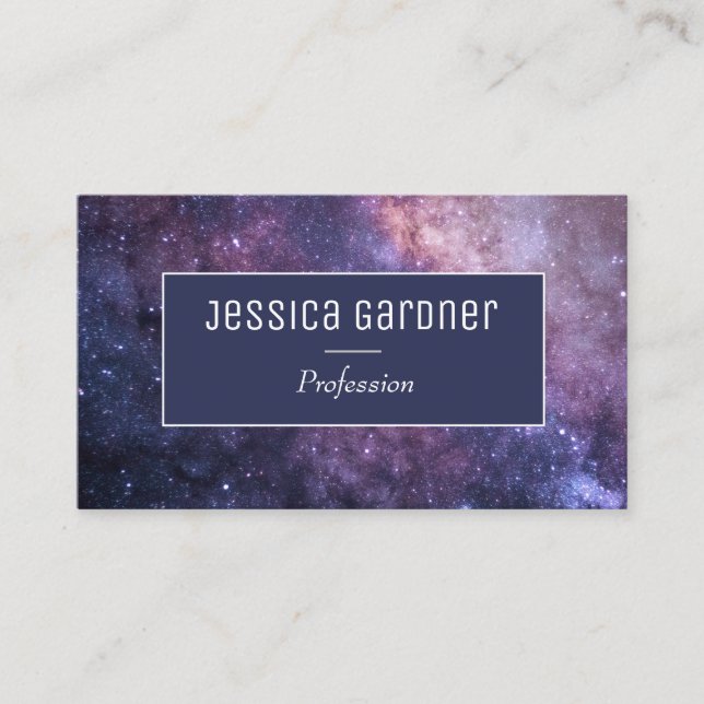 Universe Cosmic Galaxy Dark Purple Elegant Modern Business Card (Front)