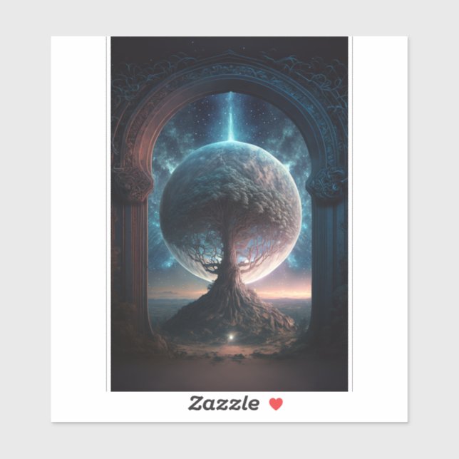 Universe Cosmic Tree Surreal Fantasy Art Sticker (Sheet)