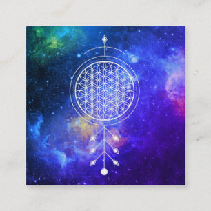 *~* Universe Flower of Life Yoga Reiki Astrology Square Business Card