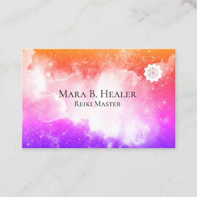 *~* Universe Galaxy Lavender Pink Peach Nebula Business Card (Front)