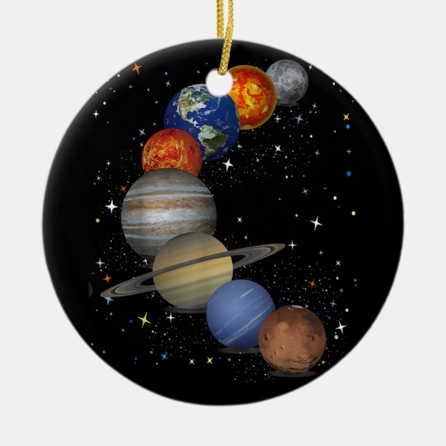 Universe Galaxy Planets Sun Astronomy Outer Space  Ceramic Ornament (Front)