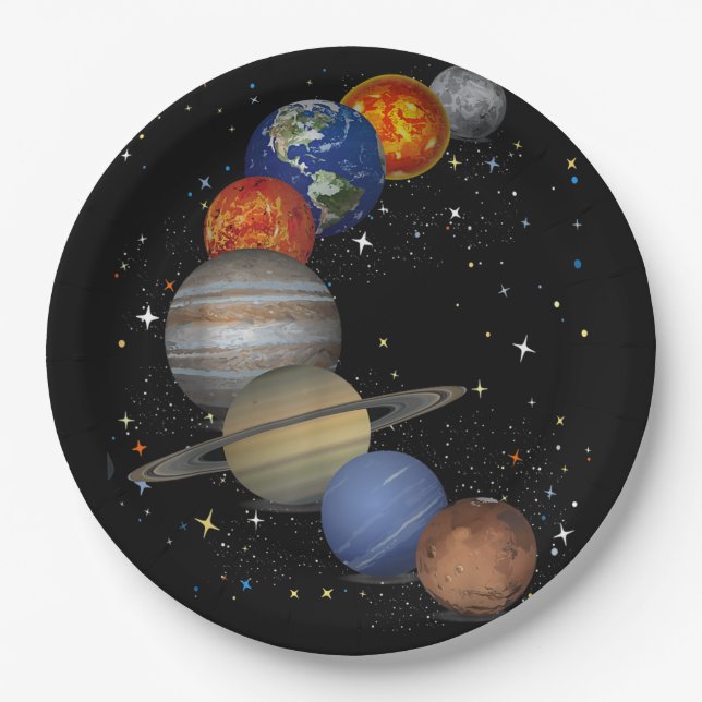 Universe Galaxy Planets Sun Astronomy Outer Space  Paper Plates (Front)