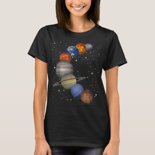 Universe Galaxy Planets Sun Astronomy Outer Space  T_Shirt