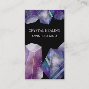 * Universe Gem Cosmos Gemstone Watercolor Crystals Business Card