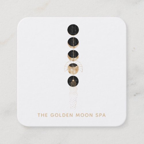  Universe Gold Moon Phases Glitter Cosmic Lunar Square Business Card