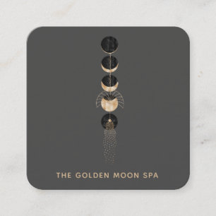 *~* Universe Gold Moon Phases Glitter Cosmic Square Business Card