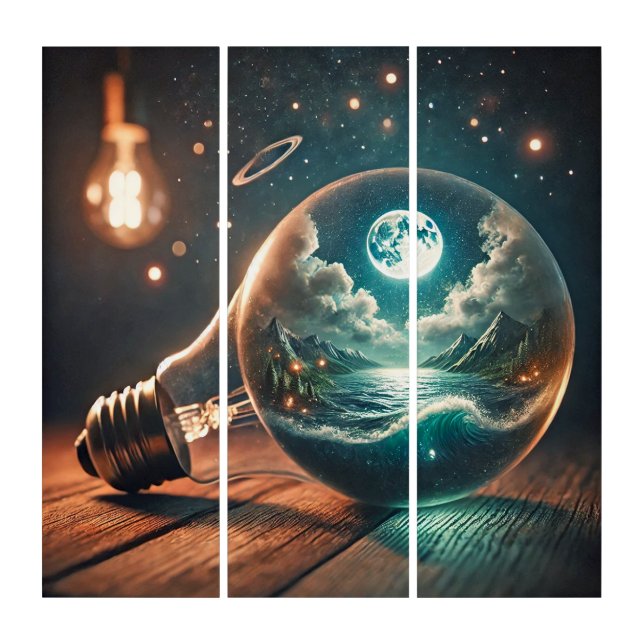 Universe in a Bulb – Dreamscape of Light and Water Triptych (Front)
