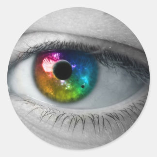 universe in our eyes classic round sticker