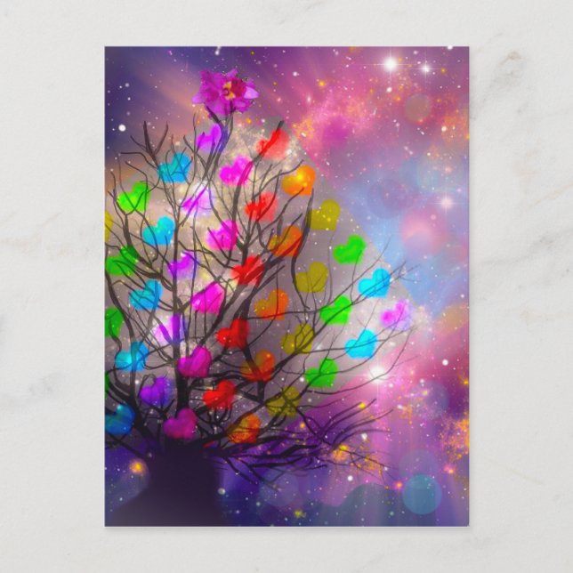 Universe is plenty of love, hearts and stars postcard (Front)