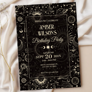 Universe mystical astrological moon sun birthday invitation