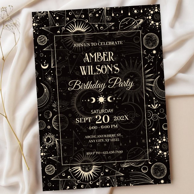 Universe mystical astrological moon sun birthday  invitation (Creator Uploaded)