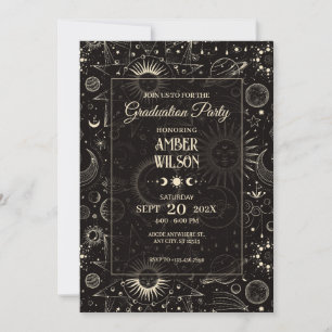 Universe mystical astrological moon sun graduation invitation