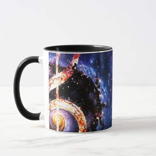 Universe of Music a Treble Clef in Galactic Spiral Mug