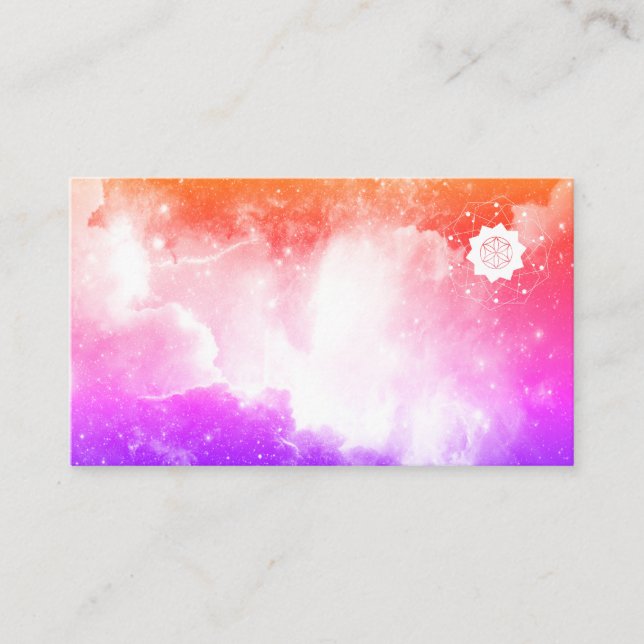 *~* Universe Peach Lavender and Pink Galaxy Nebula Business Card (Front)
