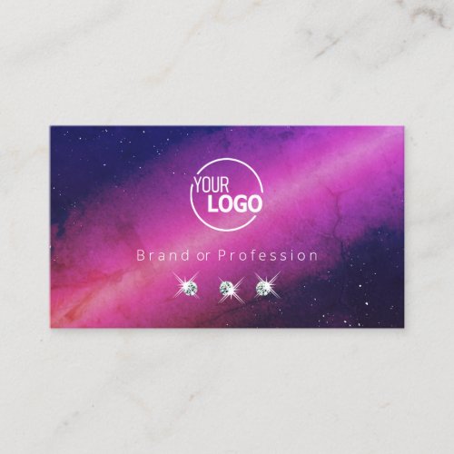 Universe Pink Dark Blue Sparkling Jewels with Logo Business Card