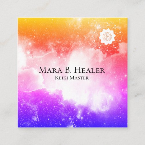  Universe Pink Peach Lavender Galaxy Nebula Square Business Card