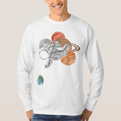 Universe Planets Earth Saturn Outer Space Science  T_Shirt