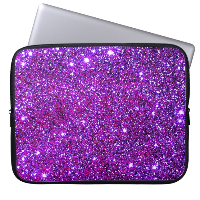 Universe Stars Purple Glitter Sparkly Laptop Case (Front)