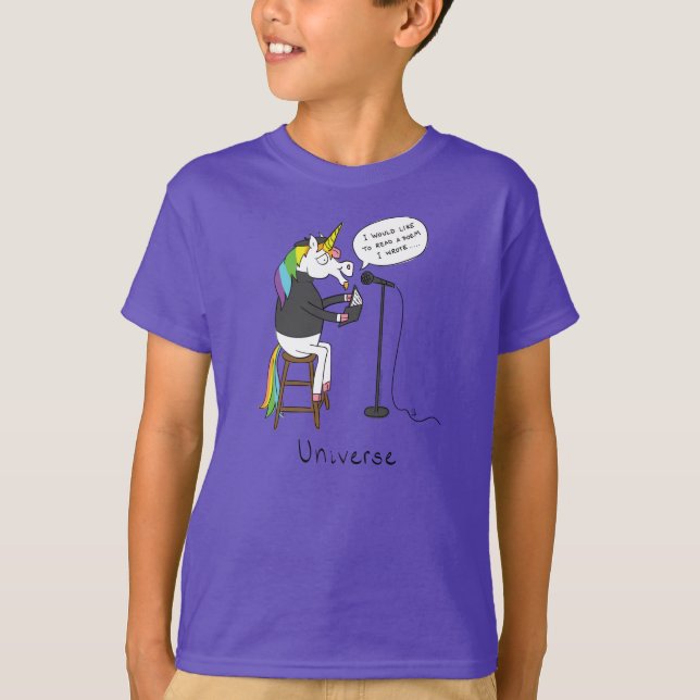 Universe Unicorn Poetry Funny Boy's Kid's T-shirt (Front)