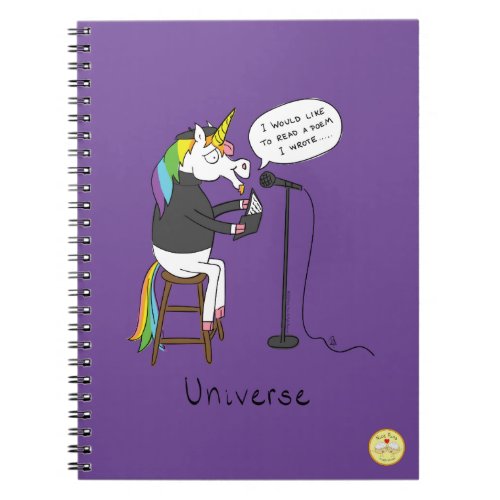 Universe Unicorn Reading Poetry Funny Notebook